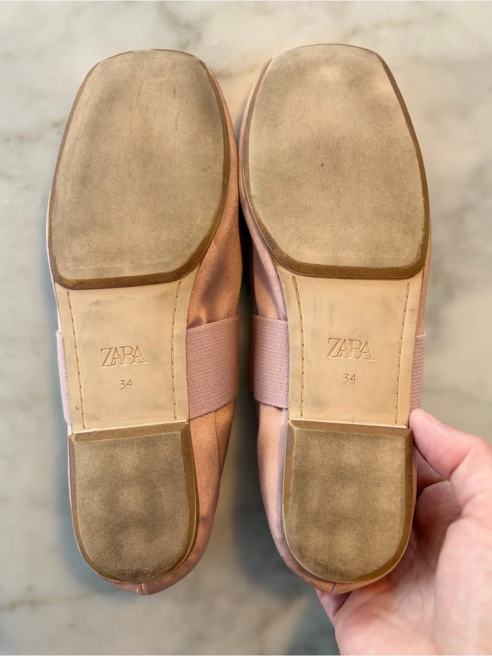 ZARA Girl’s Blush Pink Ballet Flats with Elastic Cross Strap
